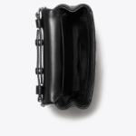 TORY BURCH Kira Clover Diamond Quilt Micro Top Handle Chain Wallet – Black