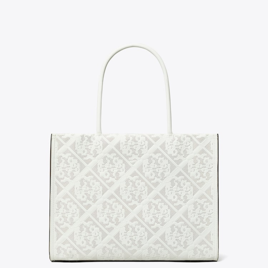 TORY BURCH Ella Bio Perforated Small Tote – Blanc