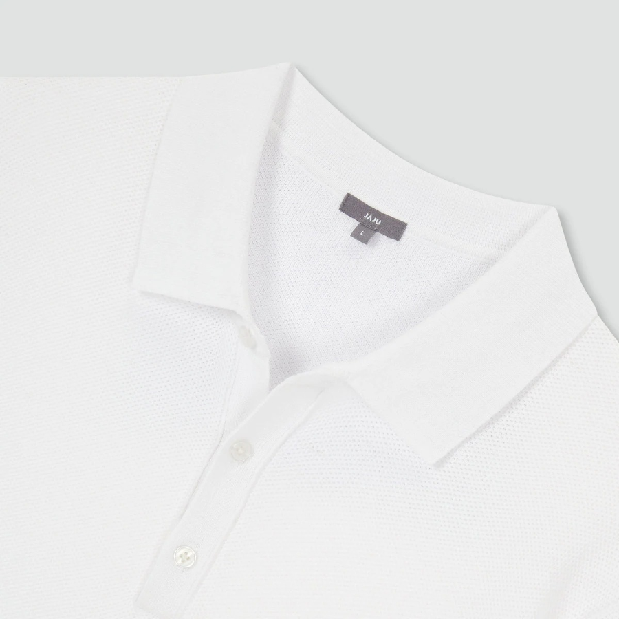 JAJU Lightweight Knit Polo Shirt – White