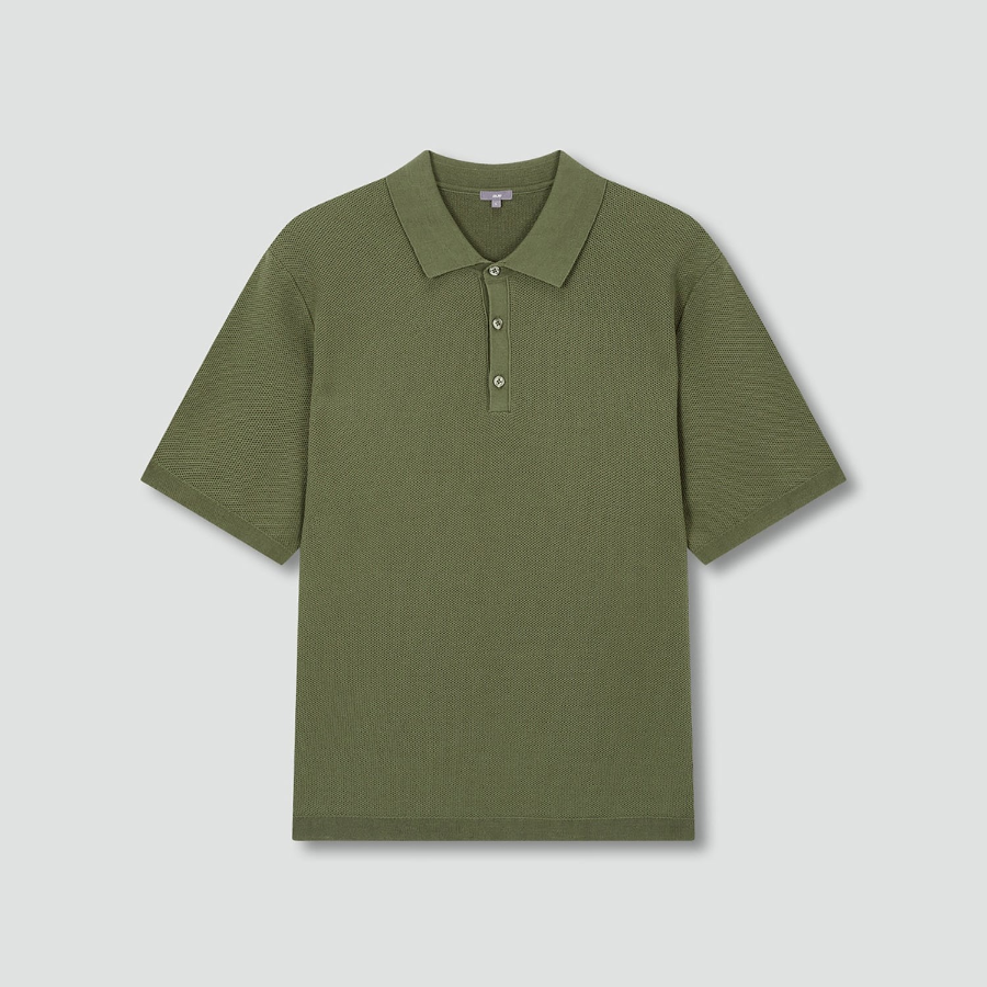 JAJU Lightweight Knit Polo Shirt – Khaki