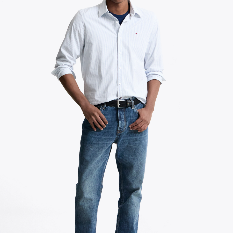 TOMMY HILFIGER [Official Headquarters] [Slim fit] Stretch Poplin Stripe Shirt (T12F0WSH050MT20A4)