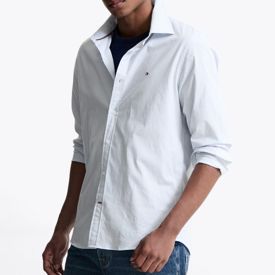TOMMY HILFIGER [Official Headquarters] [Slim fit] Stretch Poplin Stripe Shirt (T12F0WSH050MT20A4)