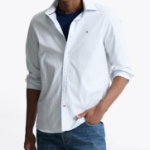 TOMMY HILFIGER [Official Headquarters] [Slim fit] Stretch Poplin Stripe Shirt (T12F0WSH050MT20A4)