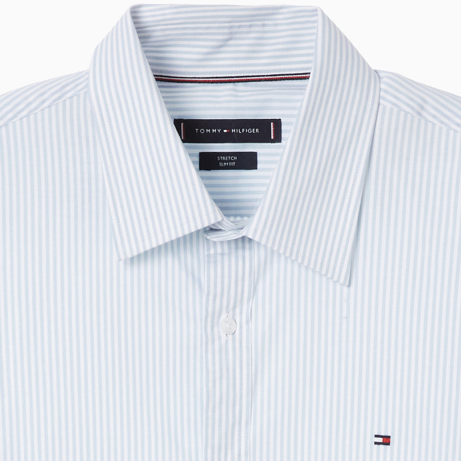 TOMMY HILFIGER [Official Headquarters] [Slim fit] Stretch Poplin Stripe Shirt (T12F0WSH050MT20A4)