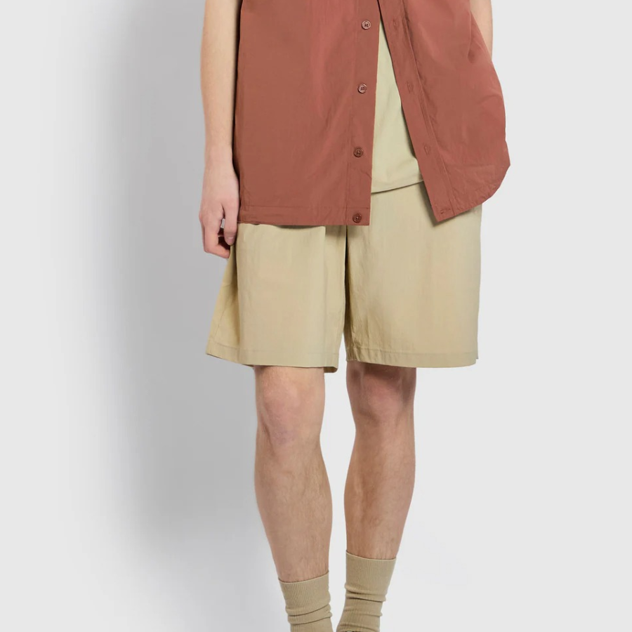 JAJU Crisp Texture Half Pants – Beige