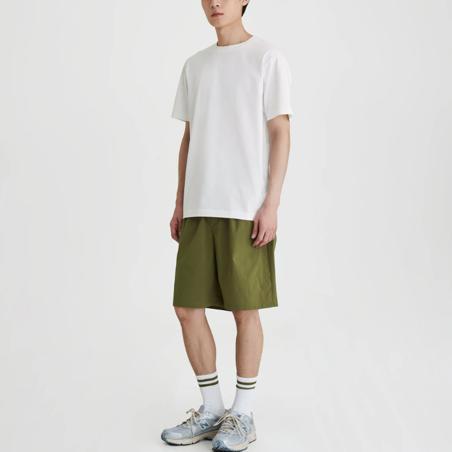 JAJU Crisp Texture Half Pants – Khaki