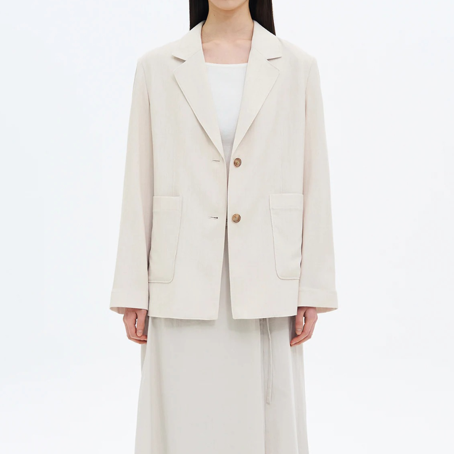 8 seconds Linen Long Sleeve Jacket — Beige