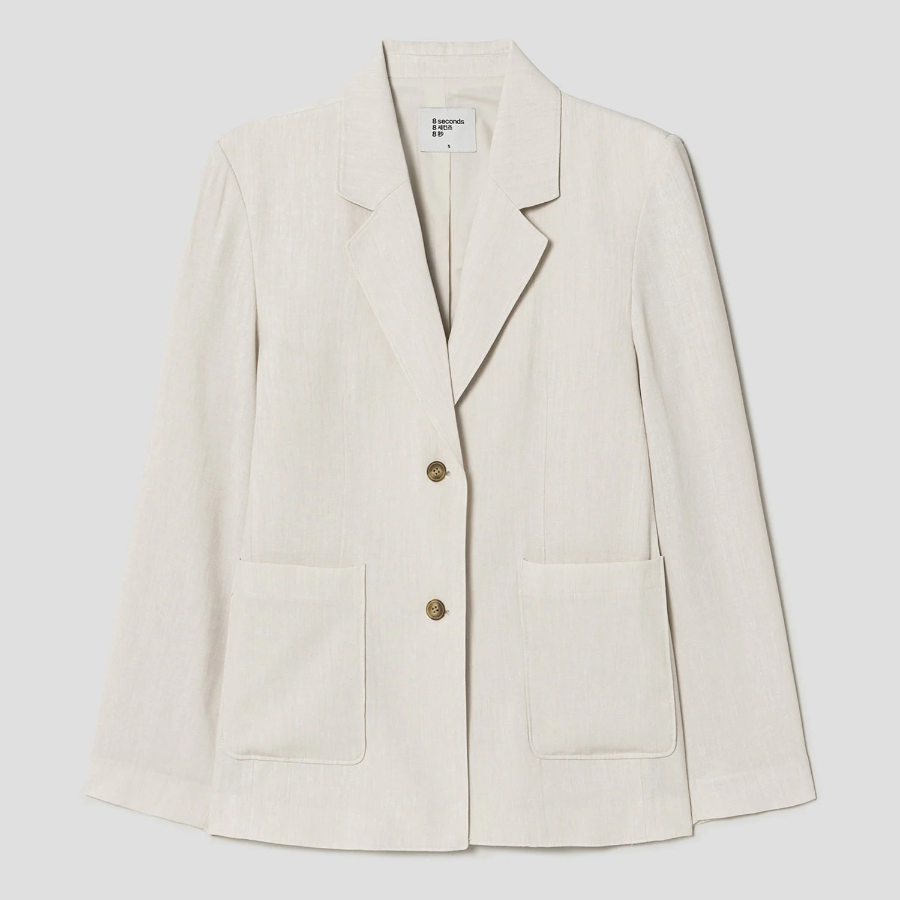 8 seconds Linen Long Sleeve Jacket — Beige