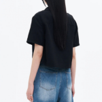 8 seconds Linen Blend Short Sleeve Crop Shacket — Black