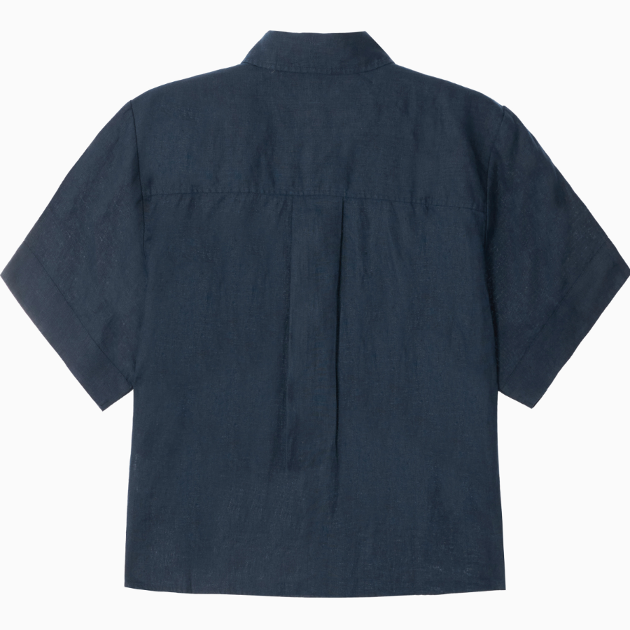 TOMMY HILFIGER [Official Headquarters] Boxy Crop Linen Shirt (T22F3WSH093WT1C1G)