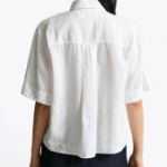 TOMMY HILFIGER [Official Headquarters] Boxy Crop Linen Shirt (T22F3WSH093WT1YCF)
