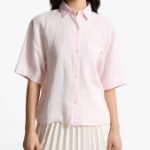 TOMMY HILFIGER [Official Headquarters] Boxy Crop Linen Shirt (T22F3WSH093WT1TOG)