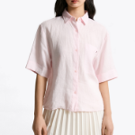 TOMMY HILFIGER [Official Headquarters] Boxy Crop Linen Shirt (T22F3WSH093WT1TOG)