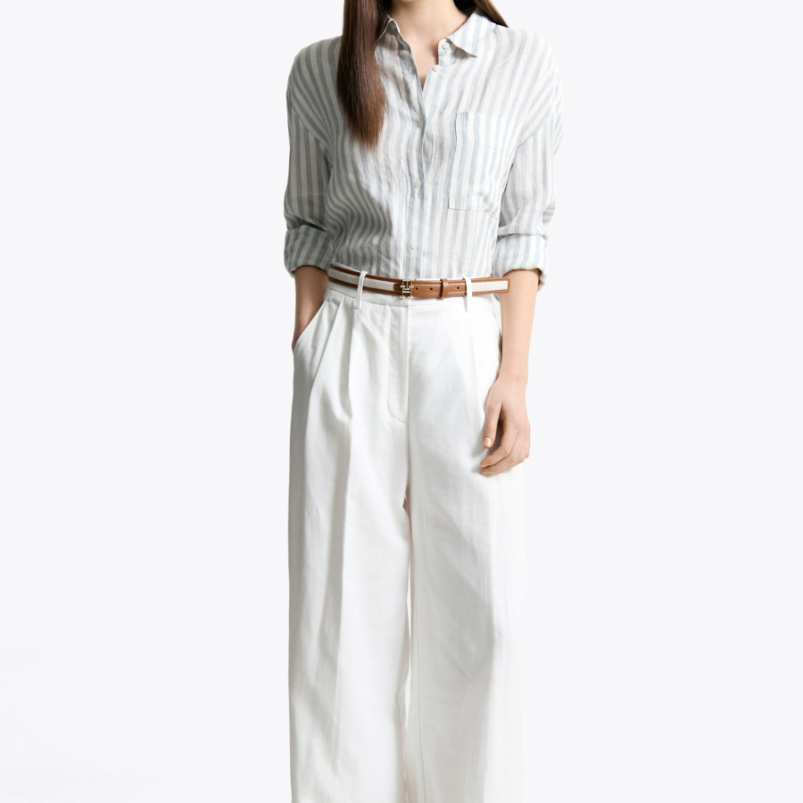 TOMMY HILFIGER [Official Headquarters] Linen Easy Shirt (T22F3WSH097WT10K5)