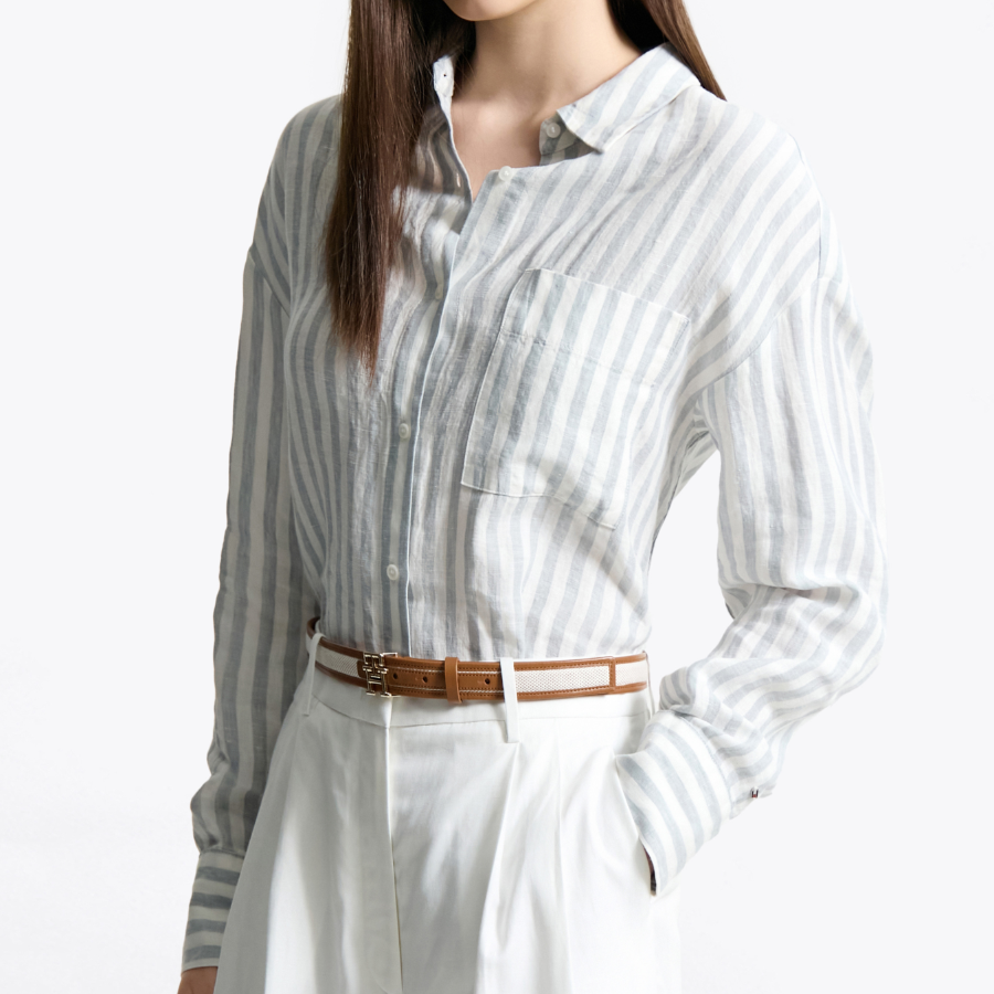 TOMMY HILFIGER [Official Headquarters] Linen Easy Shirt (T22F3WSH097WT10K5)