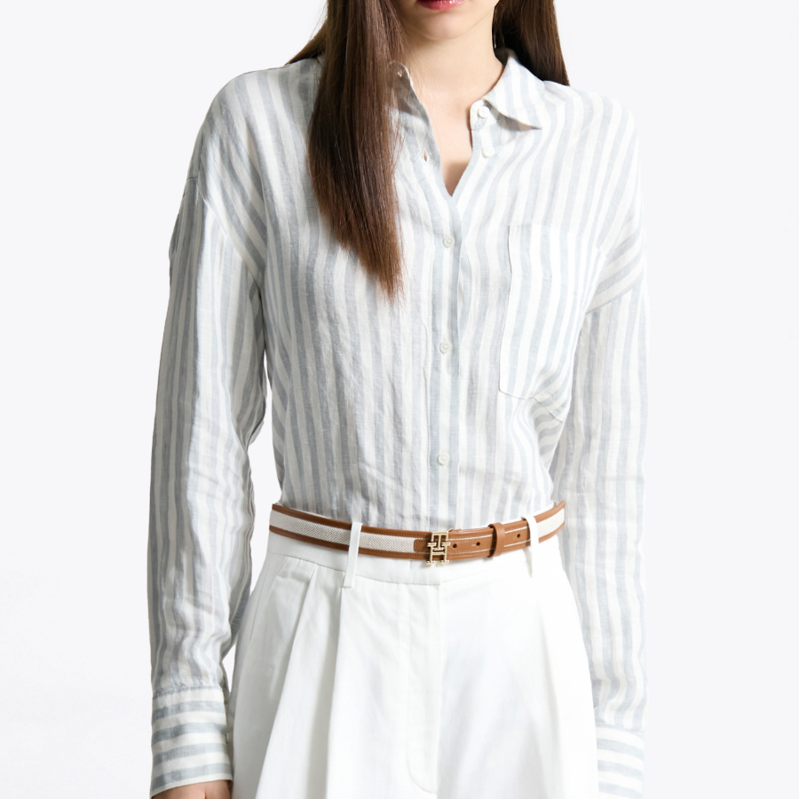 TOMMY HILFIGER [Official Headquarters] Linen Easy Shirt (T22F3WSH097WT10K5)