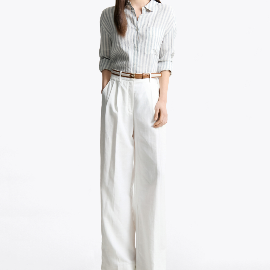 TOMMY HILFIGER [Official Headquarters] Linen Easy Shirt (T22F3WSH097WT10K5)