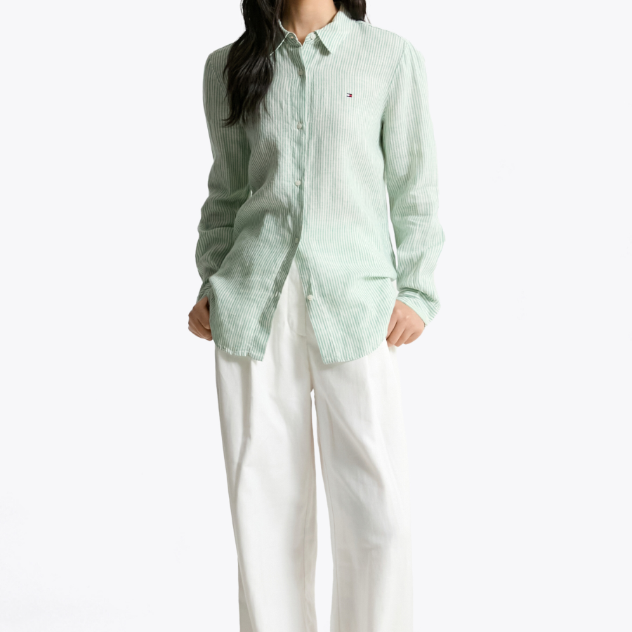 TOMMY HILFIGER [Official Headquarters] Regular Stripe Linen Shirt (T22F3WSH091WT20CF)