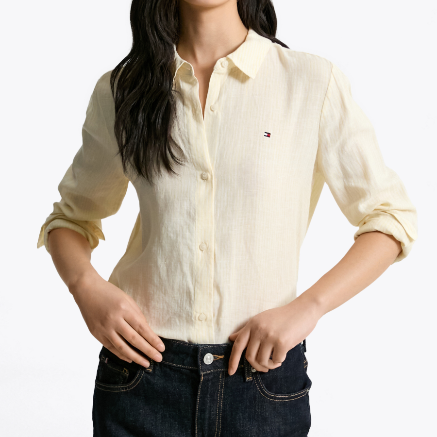 TOMMY HILFIGER [Official Headquarters] Regular Stripe Linen Shirt (T22F3WSH091WT20FS)