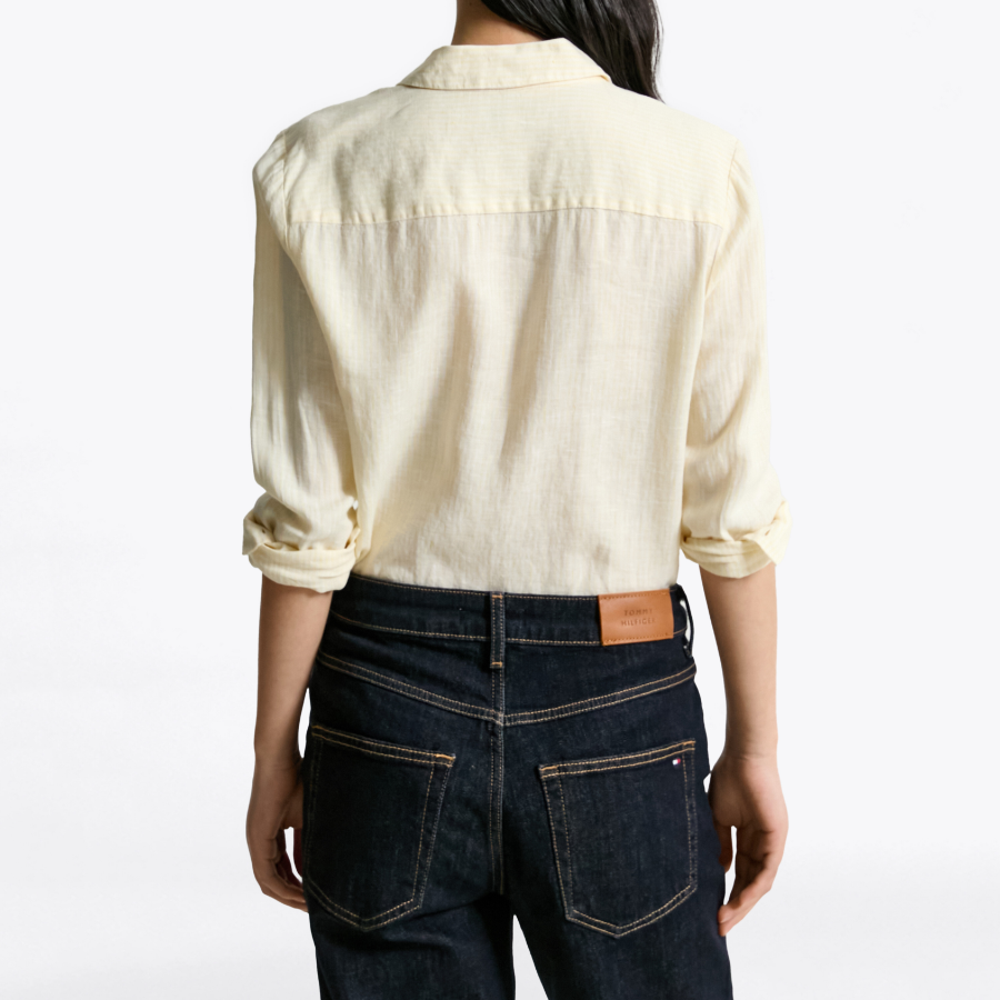 TOMMY HILFIGER [Official Headquarters] Regular Stripe Linen Shirt (T22F3WSH091WT20FS)