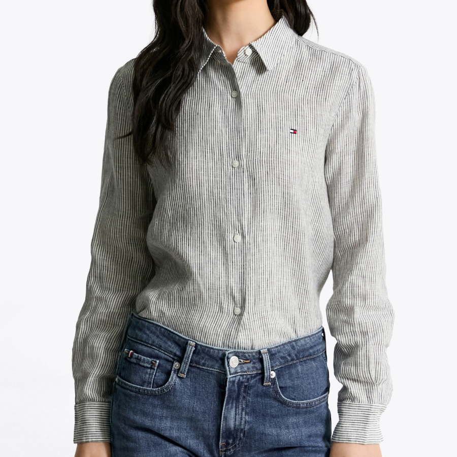TOMMY HILFIGER [Official Headquarters] Regular Stripe Linen Shirt (T22F3WSH091WT20X9