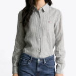 TOMMY HILFIGER [Official Headquarters] Regular Stripe Linen Shirt (T22F3WSH091WT20X9