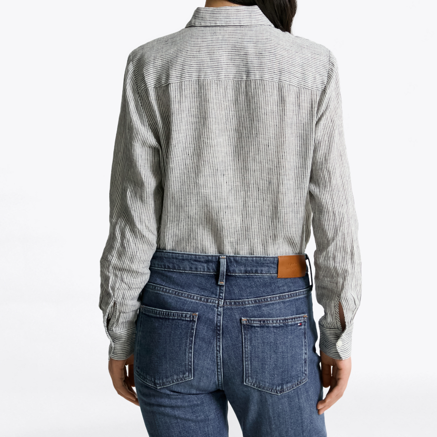 TOMMY HILFIGER [Official Headquarters] Regular Stripe Linen Shirt (T22F3WSH091WT20X9