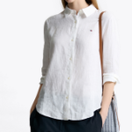 TOMMY HILFIGER [Official Headquarters] Solid Collar Linen Shirt (T22F3WSH090WT2YCF)