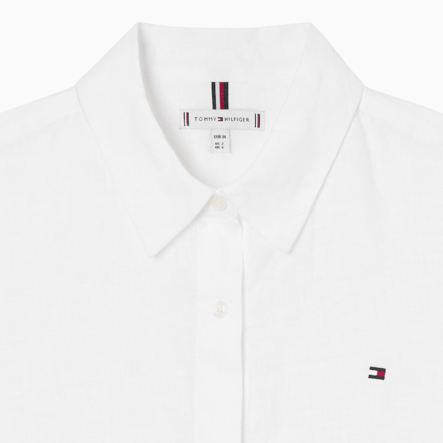 TOMMY HILFIGER [Official Headquarters] Solid Collar Linen Shirt (T22F3WSH090WT2YCF)