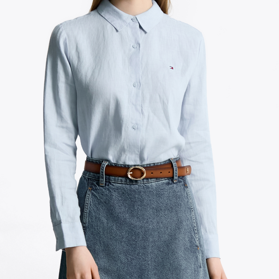 TOMMY HILFIGER [Official Headquarters] Solid Collar Linen Shirt (T22F3WSH090WT2C1O)