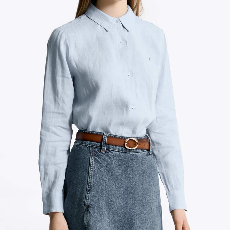 TOMMY HILFIGER [Official Headquarters] Solid Collar Linen Shirt (T22F3WSH090WT2C1O)