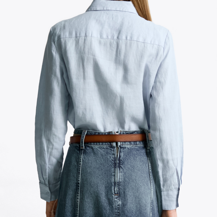 TOMMY HILFIGER [Official Headquarters] Solid Collar Linen Shirt (T22F3WSH090WT2C1O)