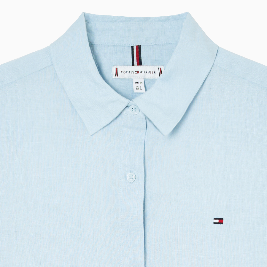 TOMMY HILFIGER [Official Headquarters] Solid Collar Linen Shirt (T22F3WSH090WT2C1O)