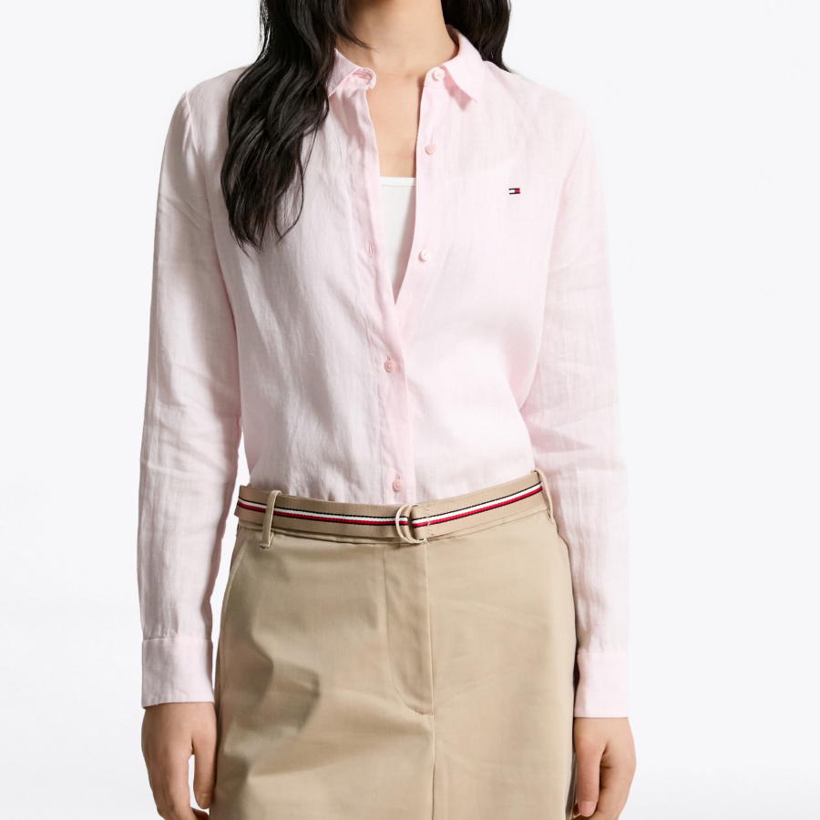 TOMMY HILFIGER [Official Headquarters] Solid Collar Linen Shirt (T22F3WSH090WT2TOG)