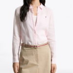 TOMMY HILFIGER [Official Headquarters] Solid Collar Linen Shirt (T22F3WSH090WT2TOG)