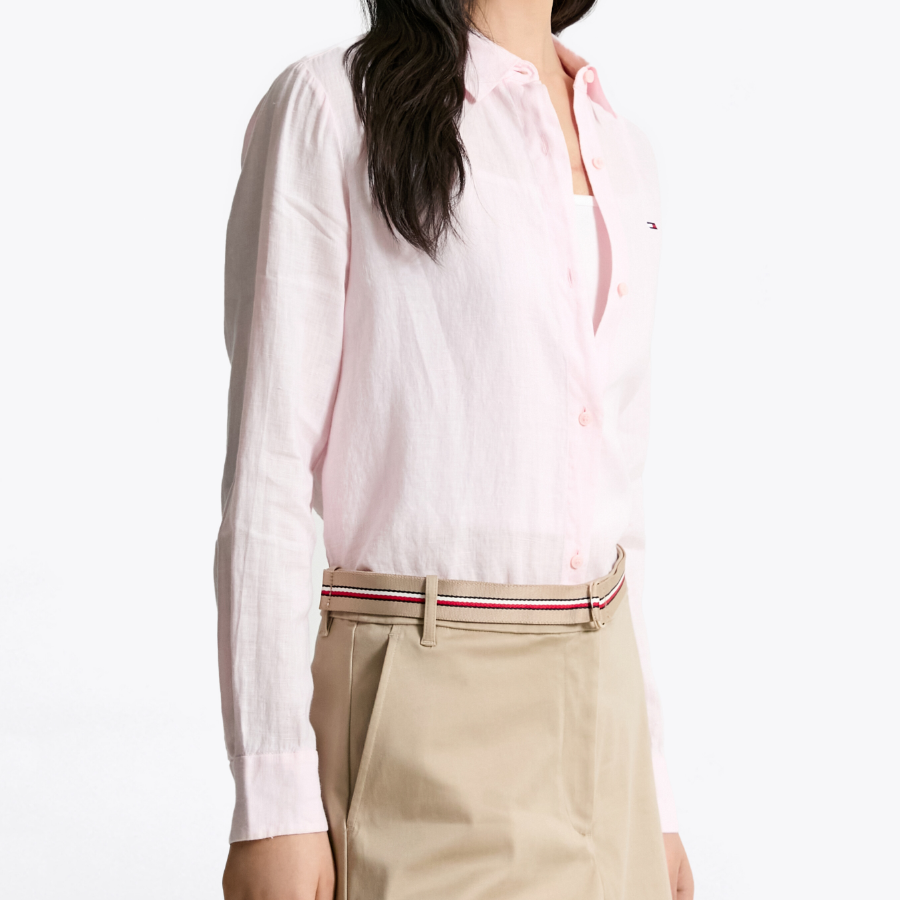 TOMMY HILFIGER [Official Headquarters] Solid Collar Linen Shirt (T22F3WSH090WT2TOG)