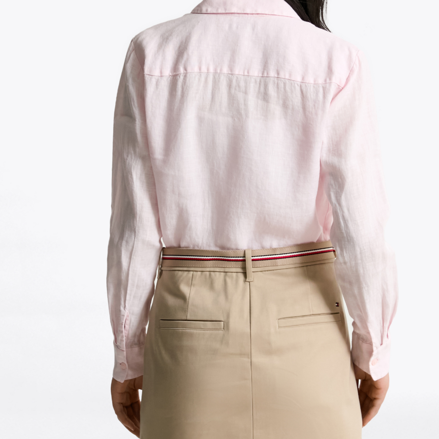 TOMMY HILFIGER [Official Headquarters] Solid Collar Linen Shirt (T22F3WSH090WT2TOG)