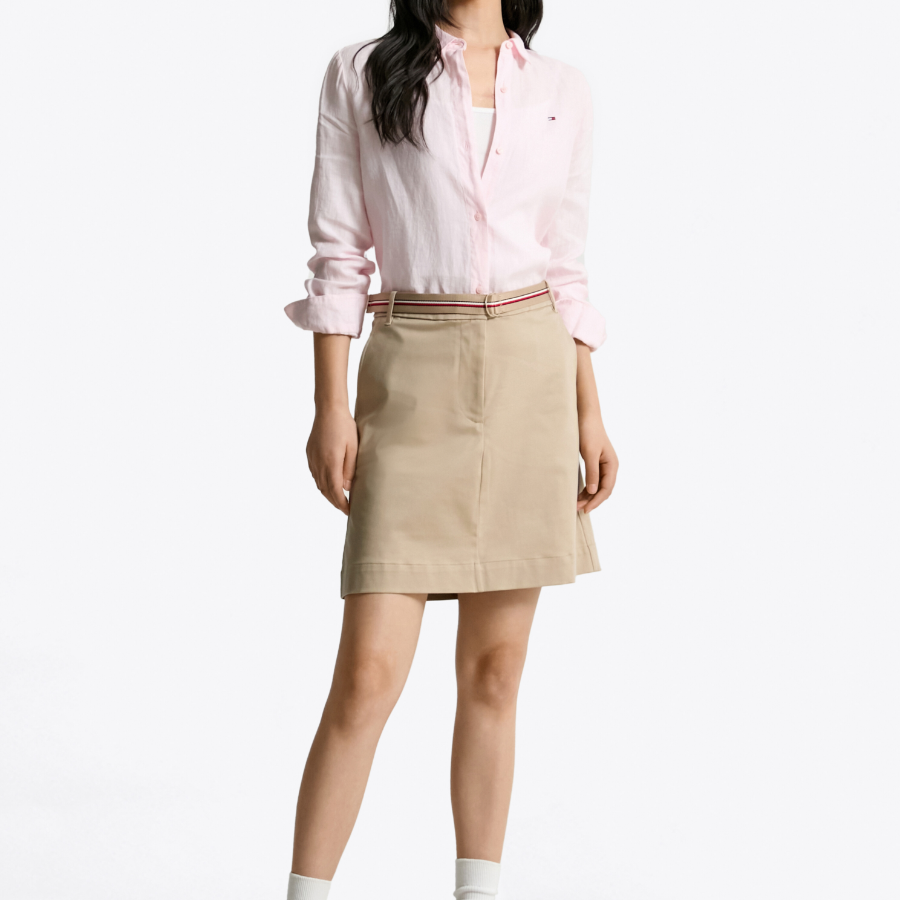 TOMMY HILFIGER [Official Headquarters] Solid Collar Linen Shirt (T22F3WSH090WT2TOG)