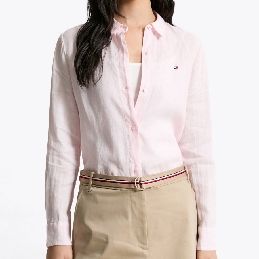 TOMMY HILFIGER [Official Headquarters] Solid Collar Linen Shirt (T22F3WSH090WT2TOG)