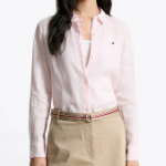 TOMMY HILFIGER [Official Headquarters] Solid Collar Linen Shirt (T22F3WSH090WT2TOG)