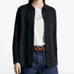 TOMMY HILFIGER [Official Headquarters] Solid Collar Linen Shirt (T22F3WSH090WT2BDS)