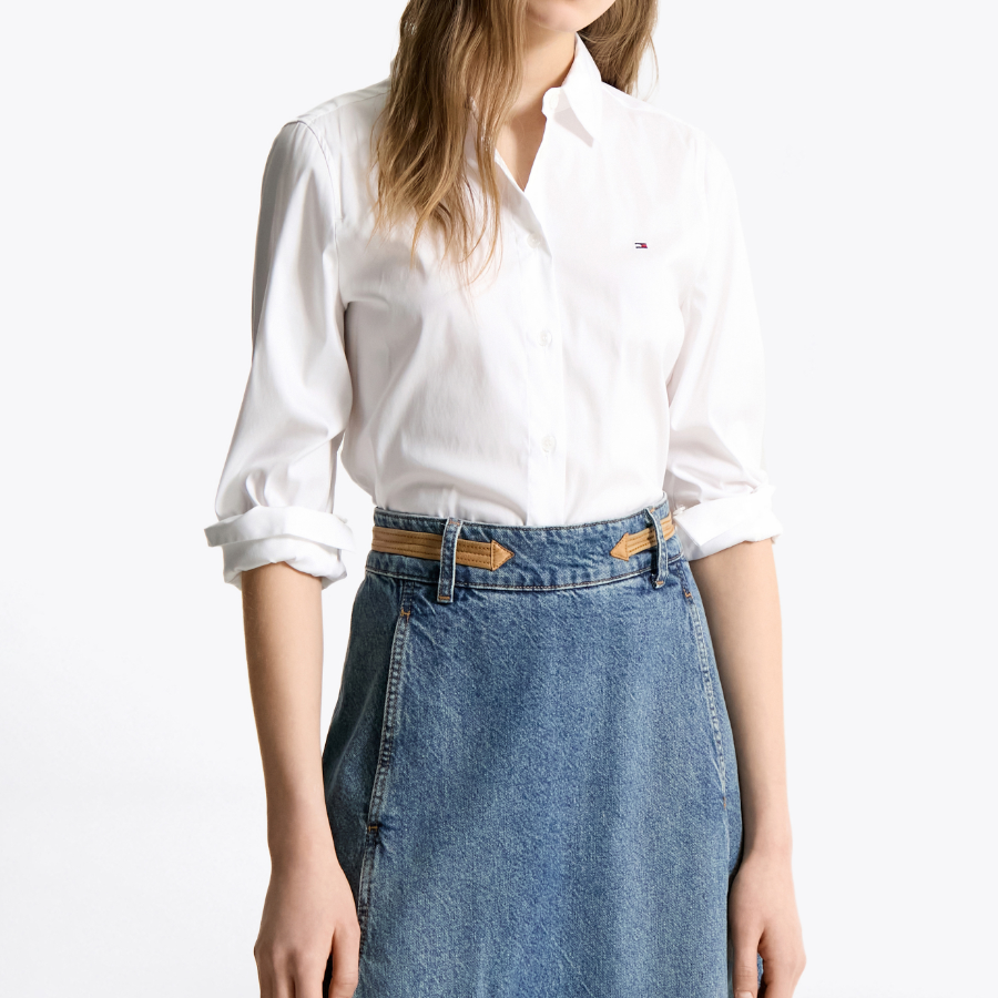 TOMMY HILFIGER [Official Headquarters] Essential Poplin Shirt (T22F0WSH001WT1YCF)