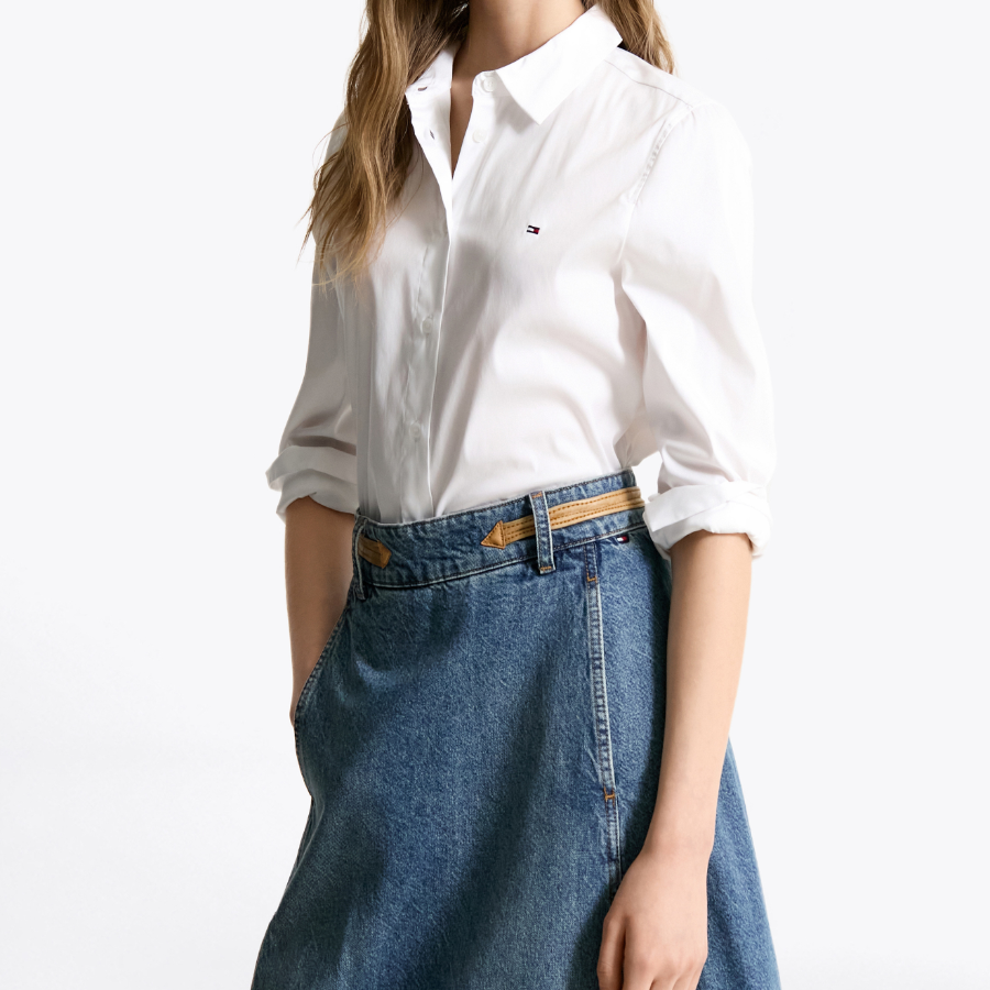 TOMMY HILFIGER [Official Headquarters] Essential Poplin Shirt (T22F0WSH001WT1YCF)