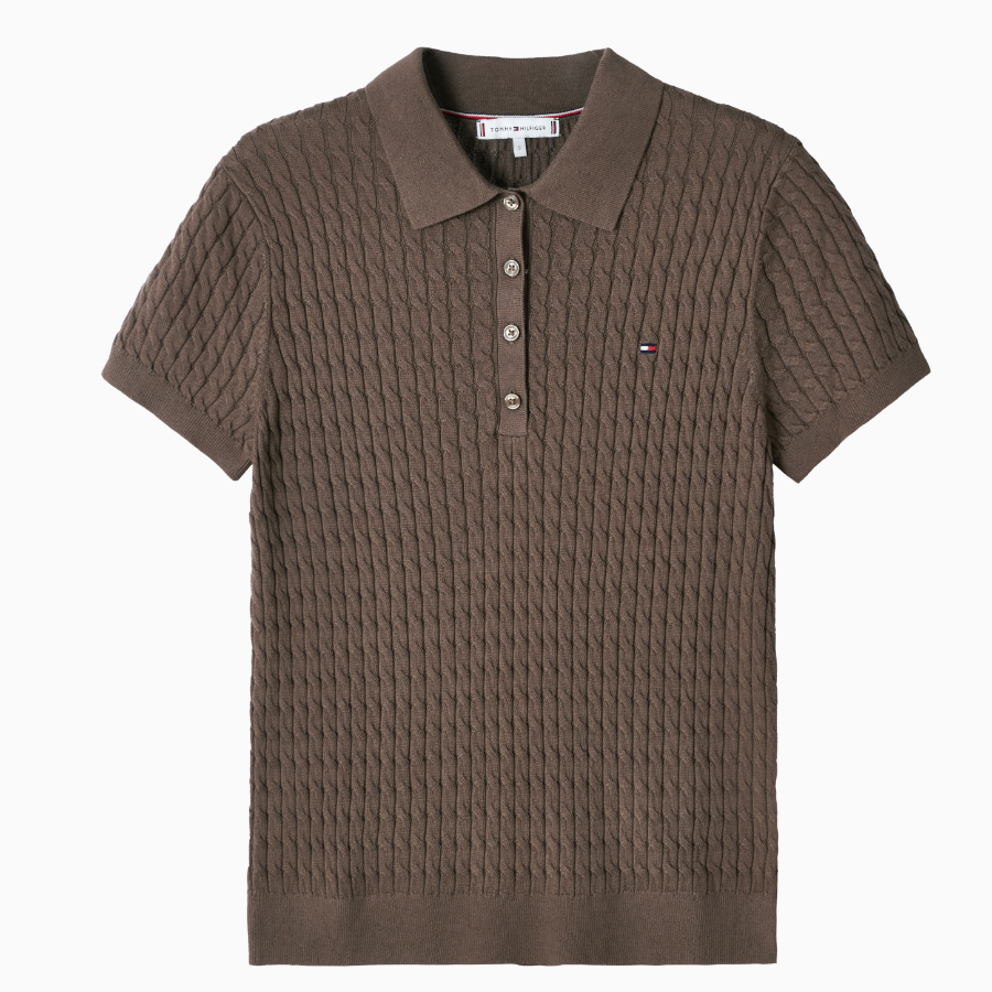 TOMMY HILFIGER [Official Headquarters] Cotton Cable Polo Sweater