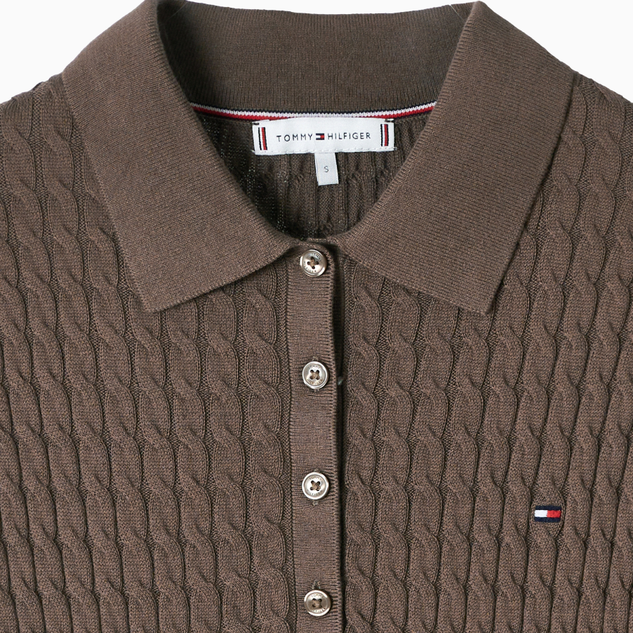 TOMMY HILFIGER [Official Headquarters] Cotton Cable Polo Sweater