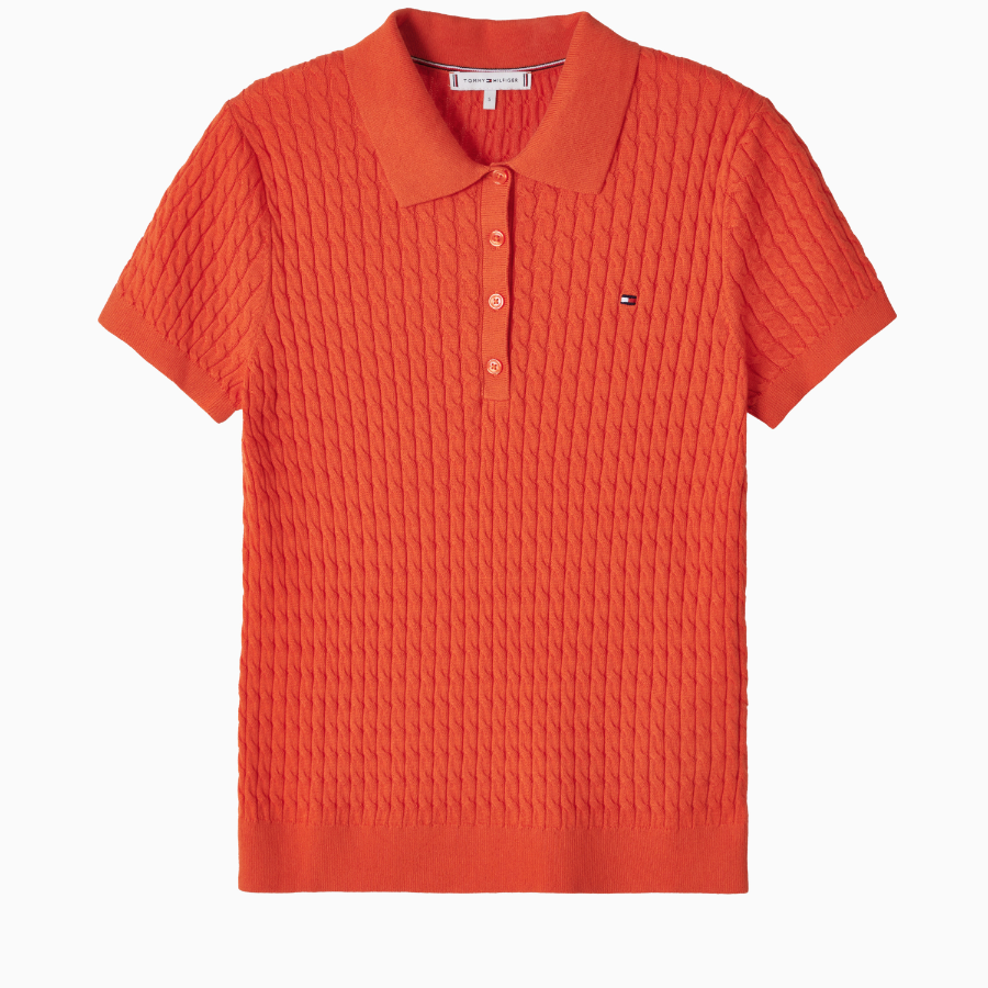 TOMMY HILFIGER [Official Headquarters] Cotton Cable Polo Sweater