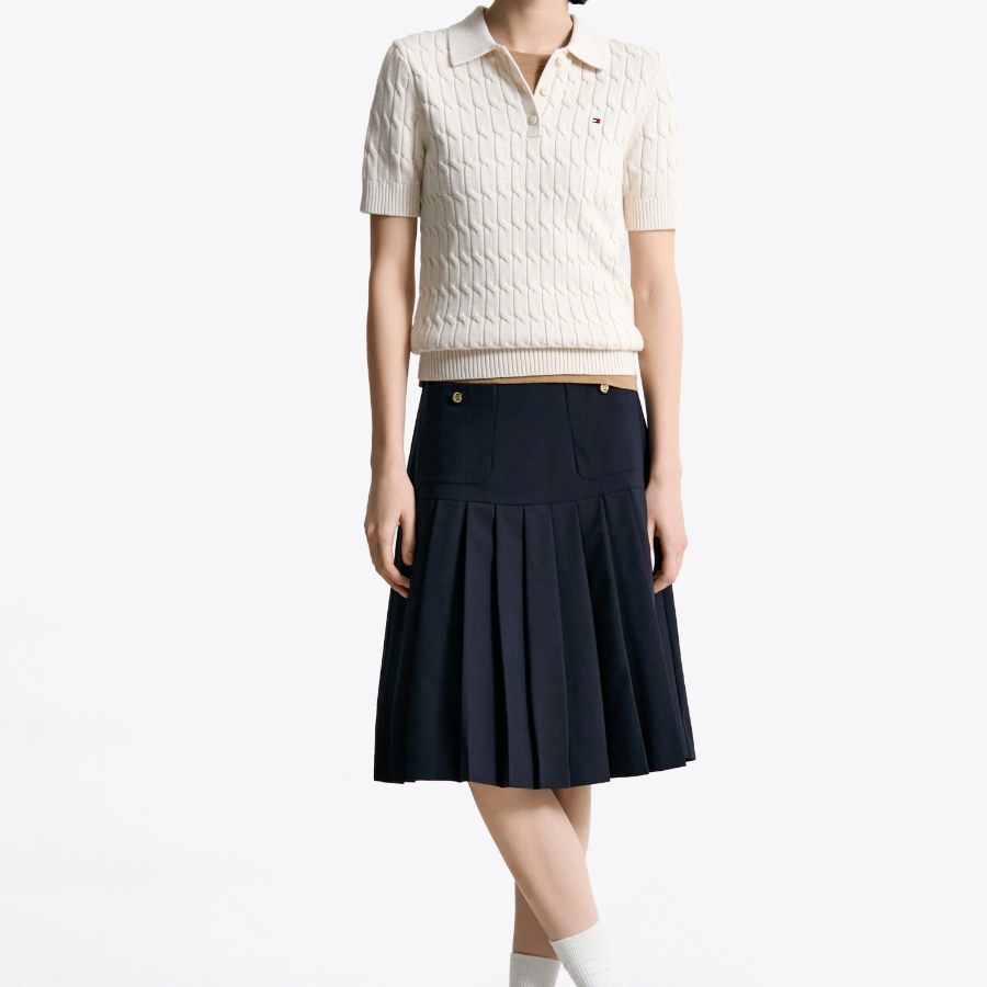 TOMMY HILFIGER [Official Headquarters] Cable Polo Short-Sleeve Pullover