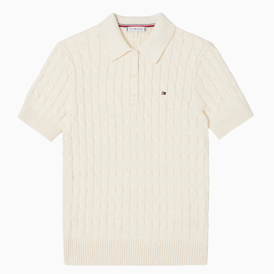 TOMMY HILFIGER [Official Headquarters] Cable Polo Short-Sleeve Pullover