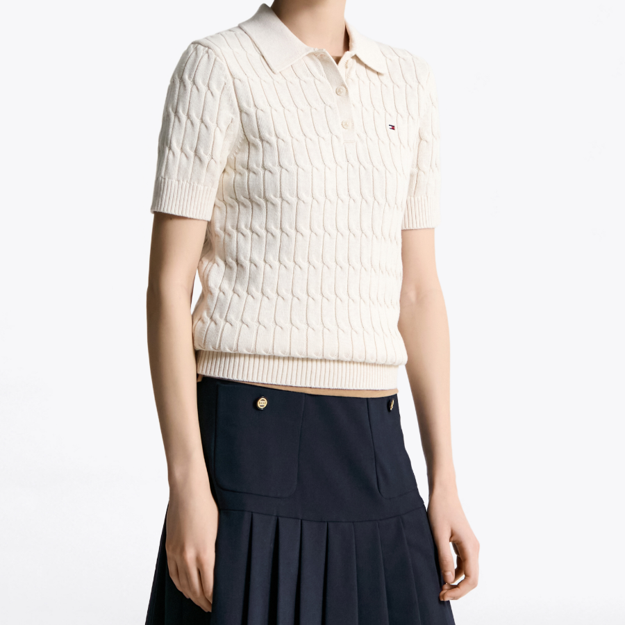 TOMMY HILFIGER [Official Headquarters] Cable Polo Short-Sleeve Pullover