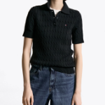 TOMMY HILFIGER [Official Headquarters] Cable Polo Short-Sleeve Pullover